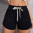 Short en jean à cordon de serrage et à coupe trapèze pour femmes, grandes tailles