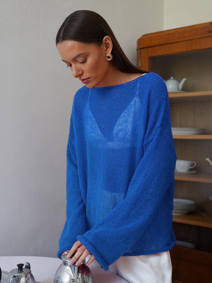 Pull creux fin à manches cloche pour femme