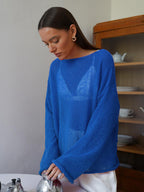 Pull creux fin à manches cloche pour femme