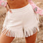 Shorts droits amincissants taille haute à pampilles pour femmes