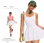 Jupe de tennis de sport de plein air, coupe ajustée, shorts anti-exposition, robe une pièce, dos en résille, tenue de sport fitness pour femmes