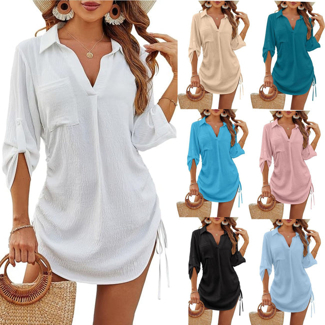 Chemise à cordon ample amincissante pour femmes Main Image