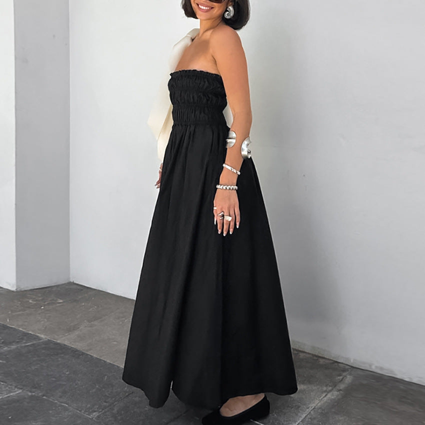 Robe noire bustier taille haute femme