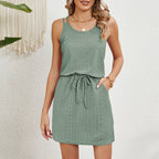 Robe d'été dos nu avec ceinture pour femme