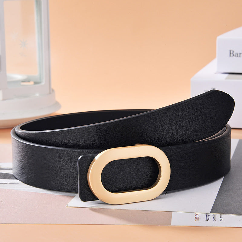 Ceinture pour femme à boucle ovale en alliage, simple et polyvalente