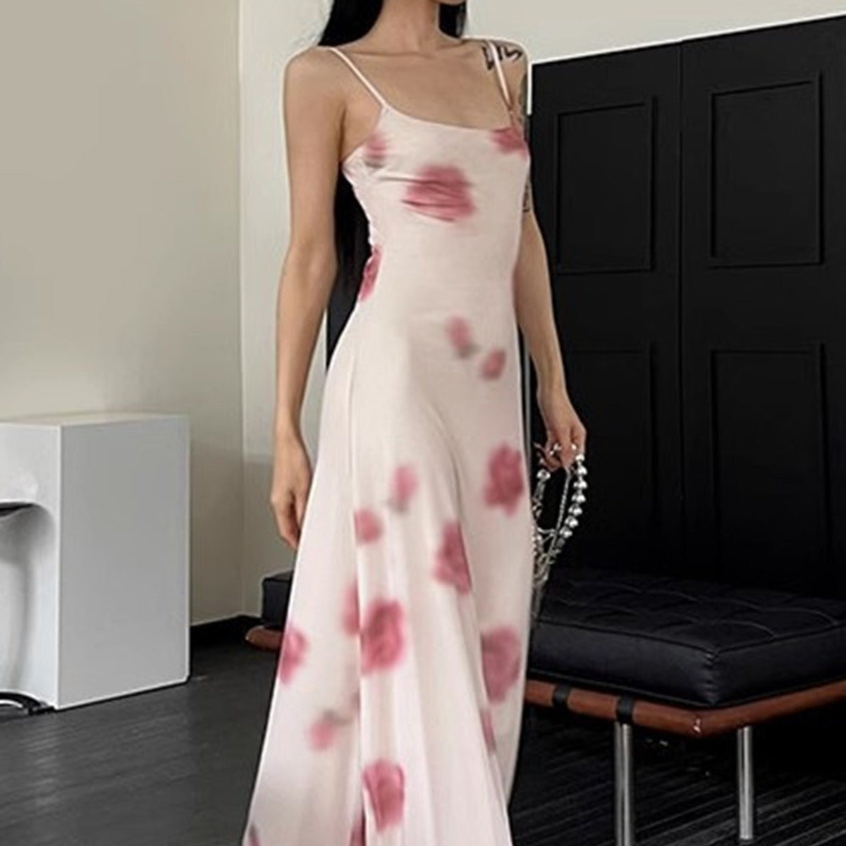 Printed Stretch Mesh Camisole Dress Women