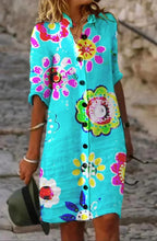 Robe en Coton et Lin à Motifs pour Femme
