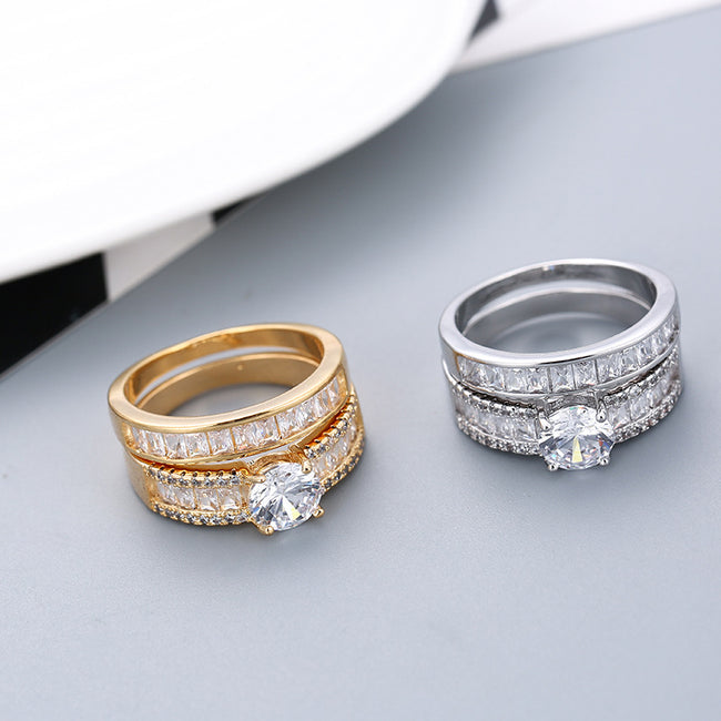 Bagues de fiançailles fantaisie en diamants simulés, très vendues Hover Image