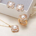 Parure Collier Bague Boucles d'Oreilles Perles