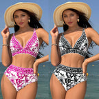 Maillot de bain deux pièces taille haute imprimé