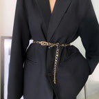 Chaîne de taille haute décontractée en métal pour femme Ceinture décorative polyvalente Chaîne fine avec costume de jupe Ceinture de corps