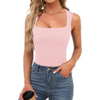 Débardeur côtelé à encolure carrée Vêtements Femme