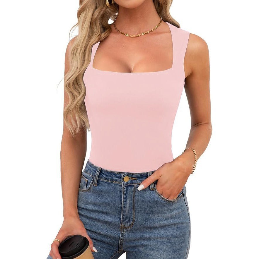 Débardeur côtelé à encolure carrée Vêtements Femme