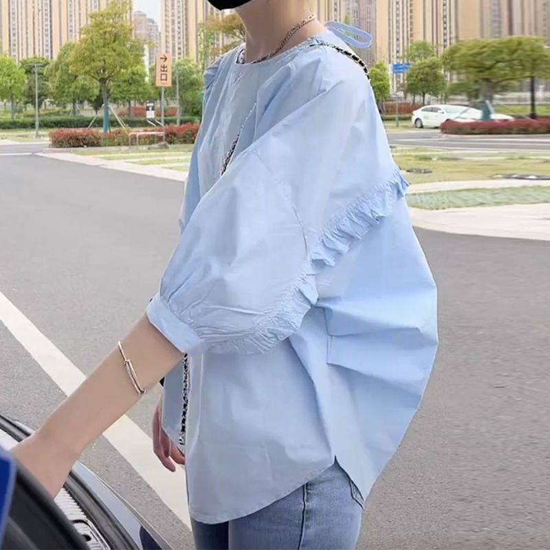 Chemise femme à manches courtes bouffantes