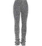 Pantalon slim sexy rayé en laine pour femme