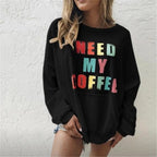 Nouveau pull décontracté à manches longues imprimé lettres pour femme