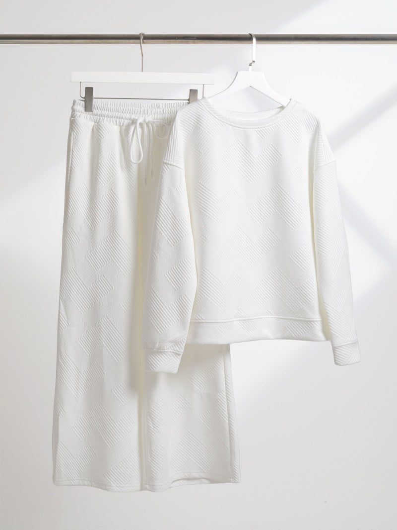 Ensemble deux pièces de sport ample à cordon, de couleur unie, style décontracté européen et américain.