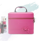 Trousse de toilette Sac pour femme Nœud Grande capacité Boîte de rangement mode Mignon Simple Portable Trousse de maquillage de voyage en PU