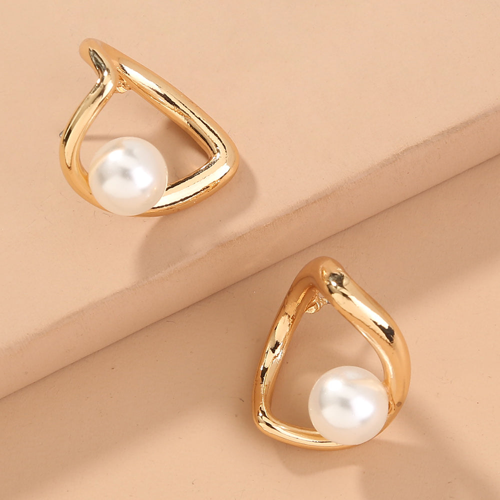 Boucles d'oreilles perles creuses pour femmes, boucles d'oreilles simples, rétro et tendance