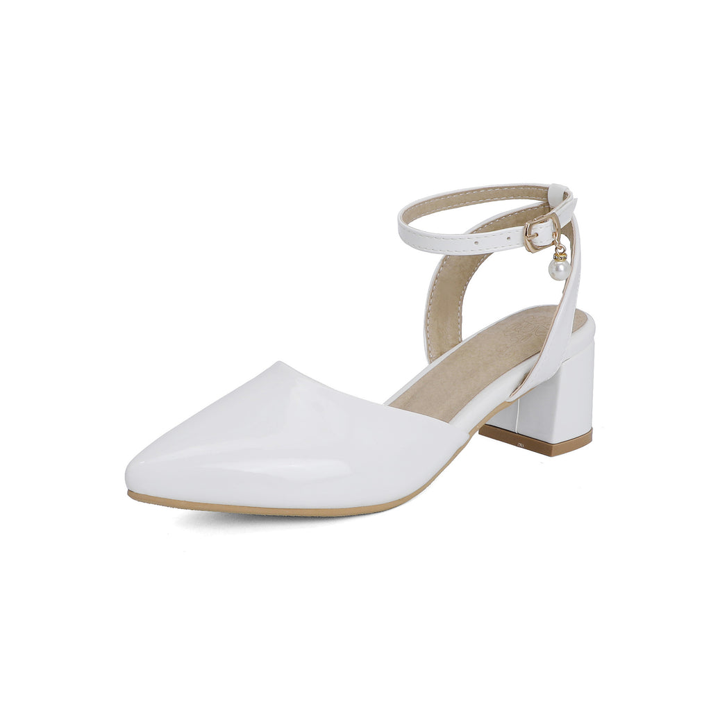 Nouvelles Sandales Femme à Talon Épais Couleur Bonbon avec Boucle et Bout Pointu