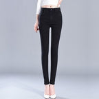 Jeans taille haute élastique pour femme printemps et automne