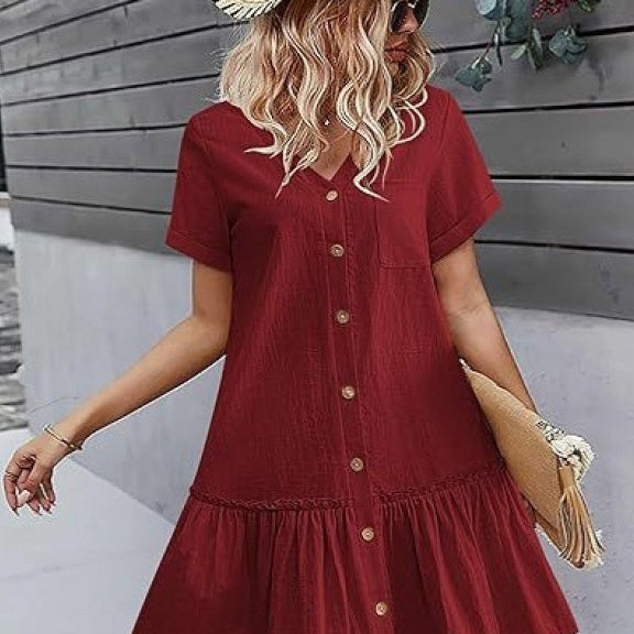 Robe d'été ample en coton et lin pour femme Hover Image