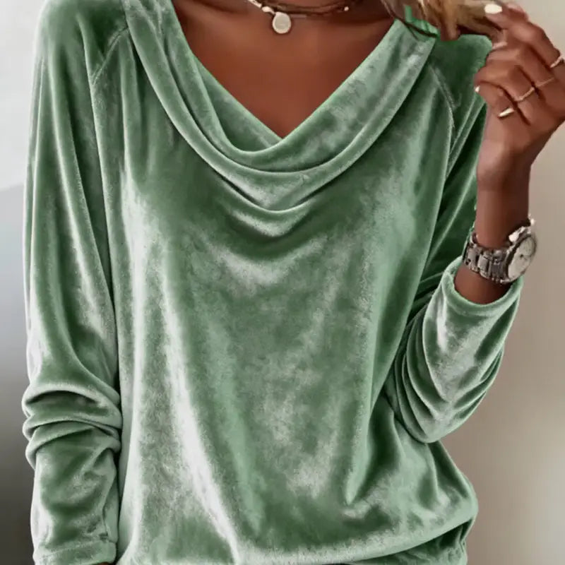 Chemises élégantes en velours à manches longues pour femmes, couleur unie, coupe ample, chemisiers à la mode, pulls, vêtements de fête pour l'automne et le printemps
