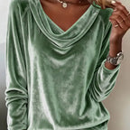 Chemises élégantes en velours à manches longues pour femmes, couleur unie, coupe ample, chemisiers à la mode, pulls, vêtements de fête pour l'automne et le printemps
