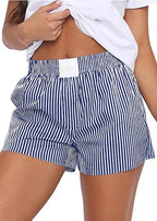 Short en vrac confortable rayé avec poches pour femmes