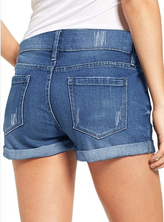 Short en jean déchiré et effiloché pour femme