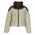 Manteau court ample en cuir rembourré de coton pour femme