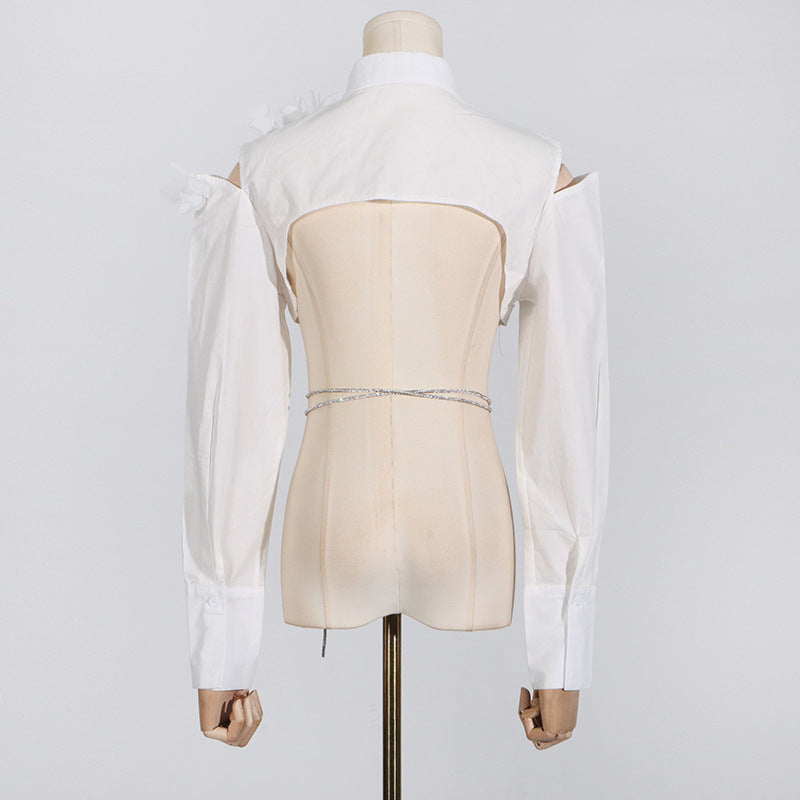 Chemise nouée en maille florale à design irrégulier pour femme
