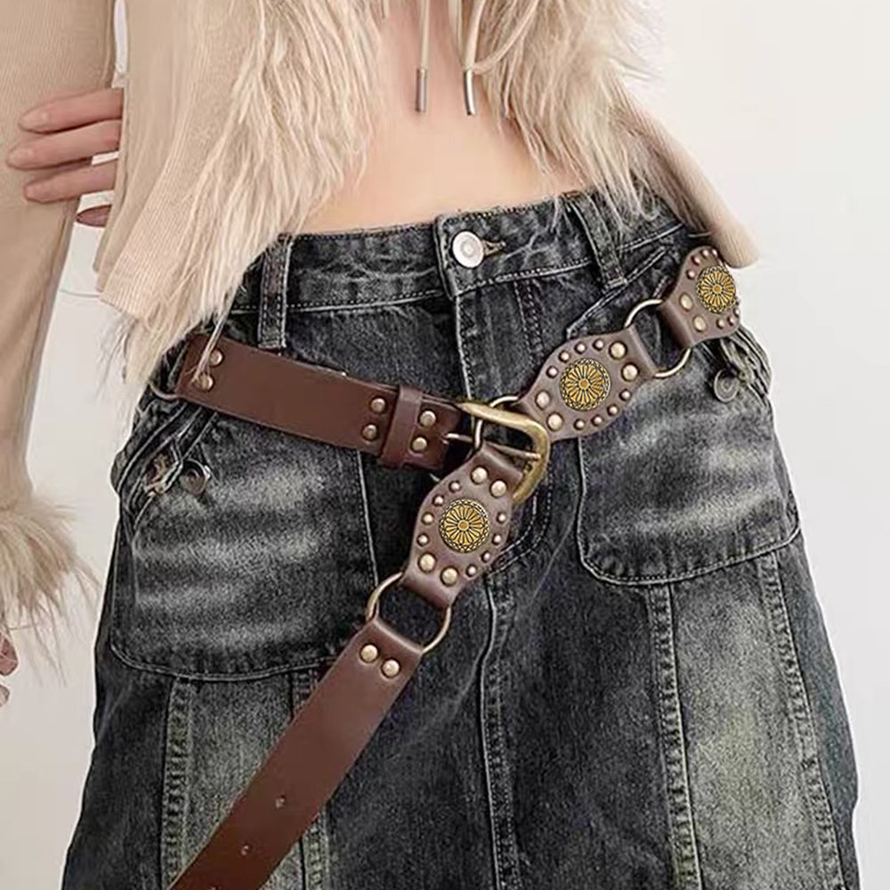 Ceintures vintage pour hommes et femmes avec jolie boucle métallique rivetée Accessoires de mode punk hip-hop