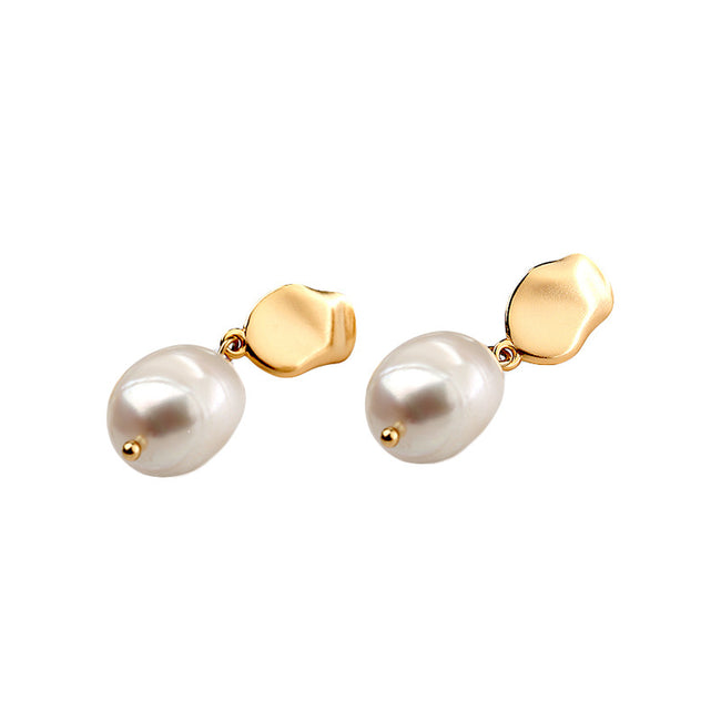 Boucles d'oreilles en argent sterling 925 avec perles baroques Hover Image