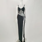 Robe moulante à bandelettes et à fente haute
