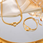 Collier et bracelet personnalisés « Chaîne d'amour » pour femme en acier inoxydable, bijou de clavicule inaltérable