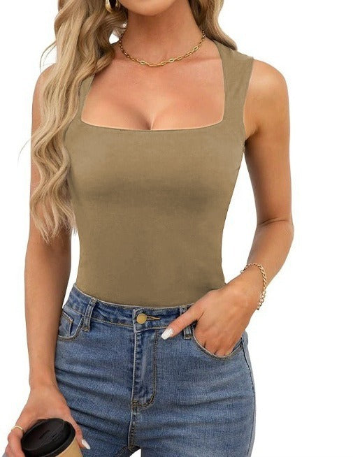 Débardeur côtelé à encolure carrée Vêtements Femme