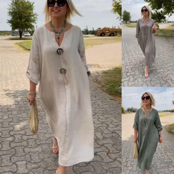 Robe simple décontractée de couleur unie pour femme