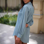 Chemise simple à manches longues boutonnée pour femme