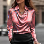 Chemise de tempérament femme à col simple et balancier imprimé