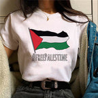 Palestine T-shirts Femme Bande dessinée Japonaise T-shirt Femme Drôle