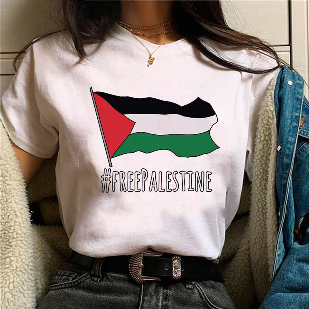 Palestine T-shirts Femme Bande dessinée Japonaise T-shirt Femme Drôle