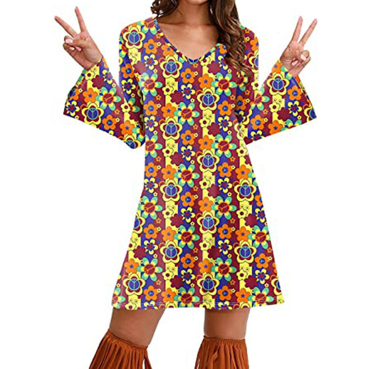 Robe imprimée hippie pour femme