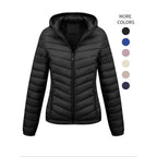 Manteau d'hiver décontracté à capuche zippé de couleur unie pour femme