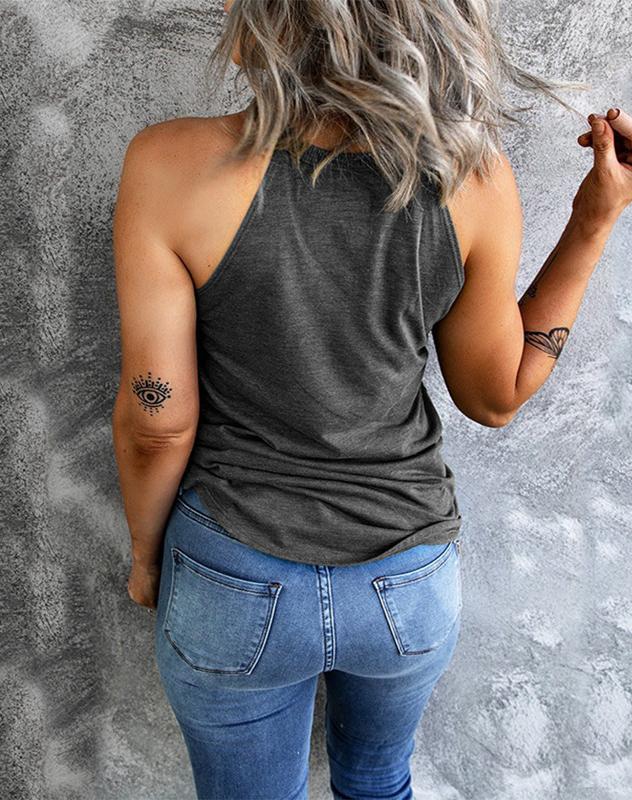 Nouvelle veste d'été sans manches unie à col rond pour femme