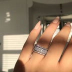 Bague de luxe couleur argent larges anneaux d'amour pour femmes cadeaux de fiançailles