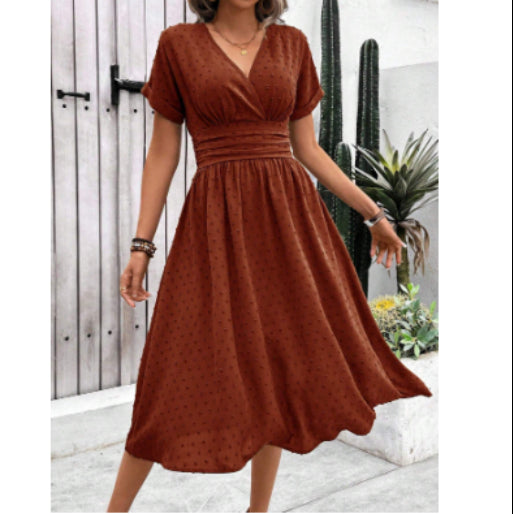 Robe tunique décontractée unie pour femme