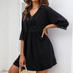 Robe de vacances ample à col en V pour femme