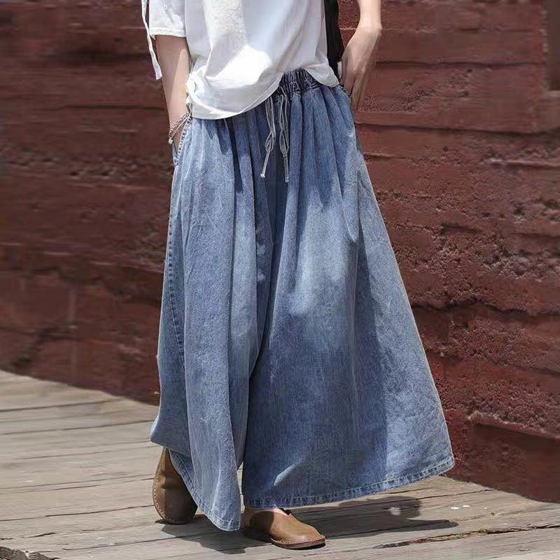 Nouveau jean court évasé pour femme à manches lanternes