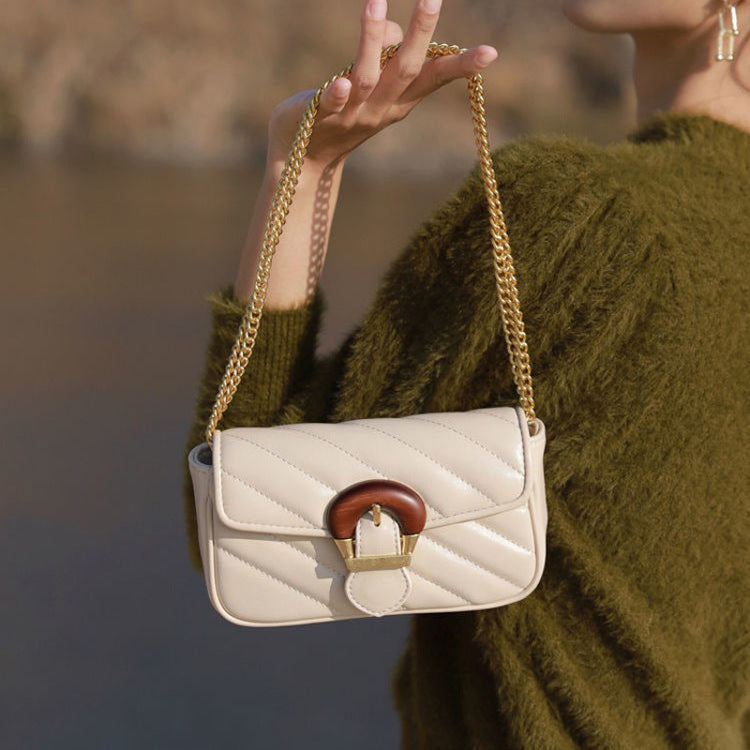 Sac messager brodé avec motif chaîne de fil pour femme, grand sac à bandoulière avec boucle en métal